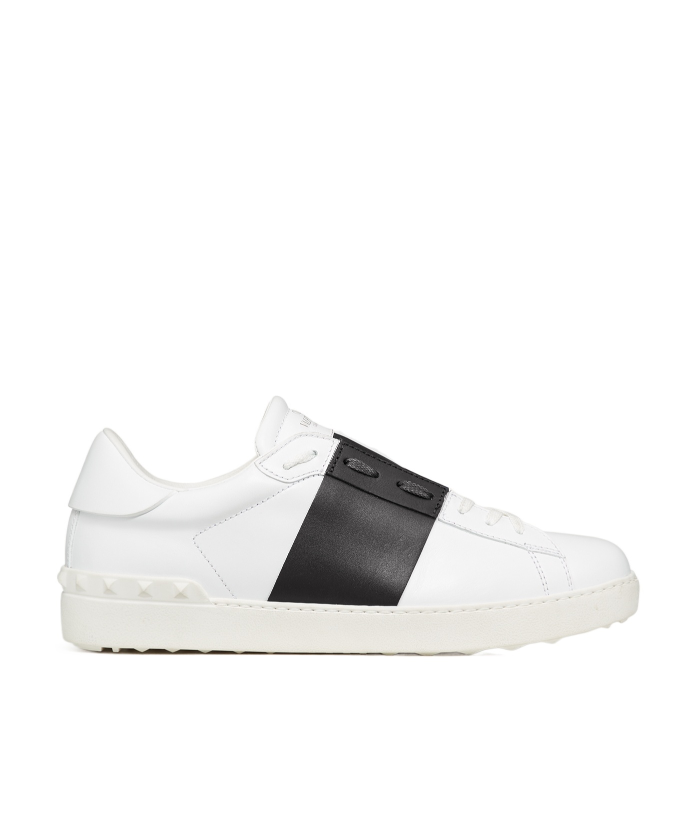 Shop Valentino Calfskin Open Sneaker In White