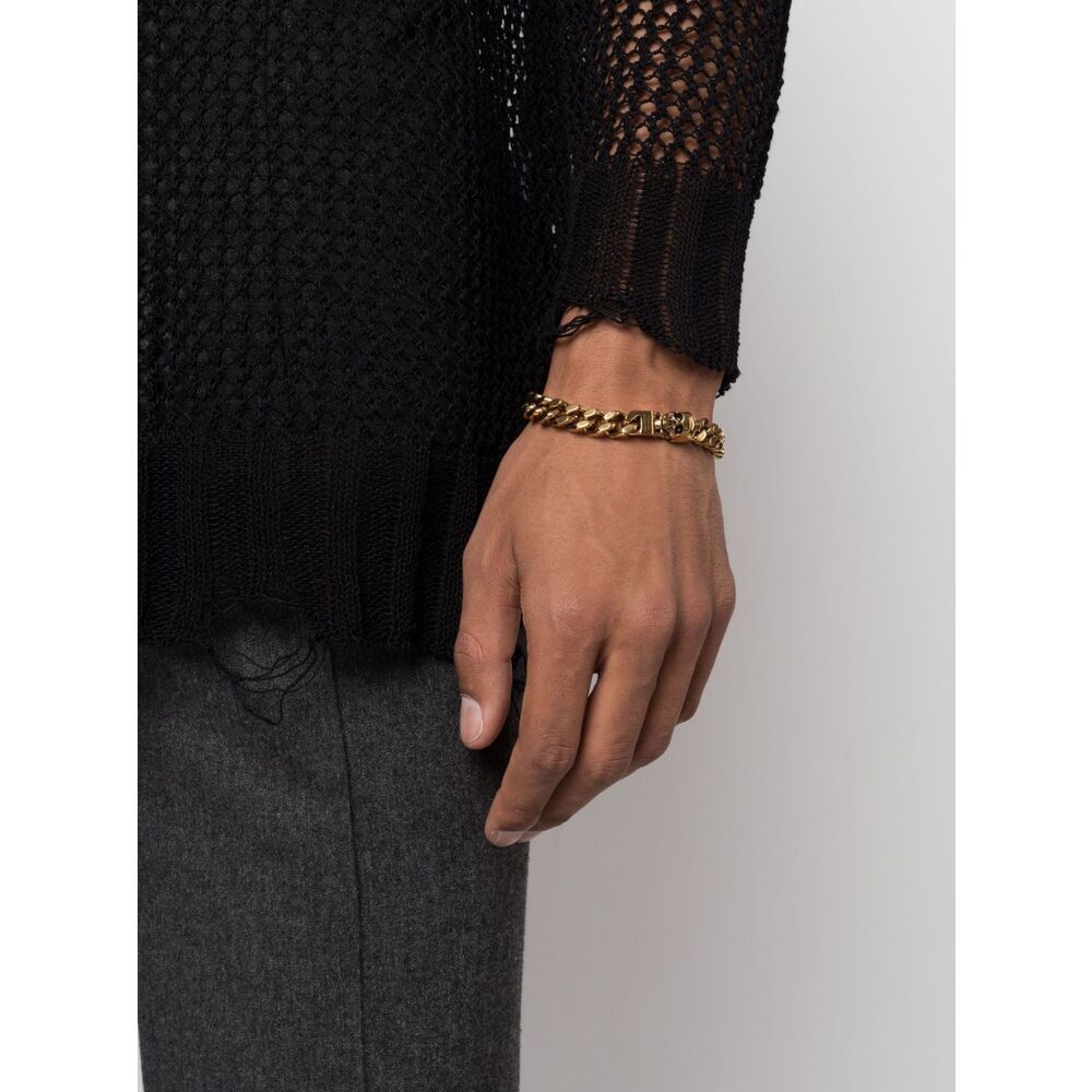 Alexander Mcqueen Skull Chain Bracelet In Yellow