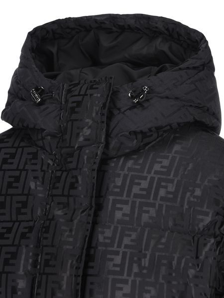 Fendi Ff-pattern Puffer Jacket In Black