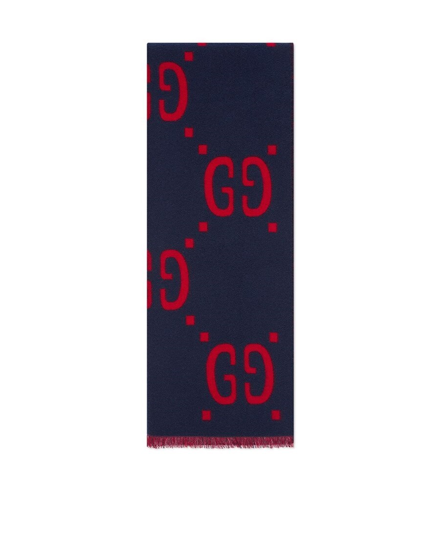 Gucci Freedom Gg-jacquard Wool-blend Scarf In Red