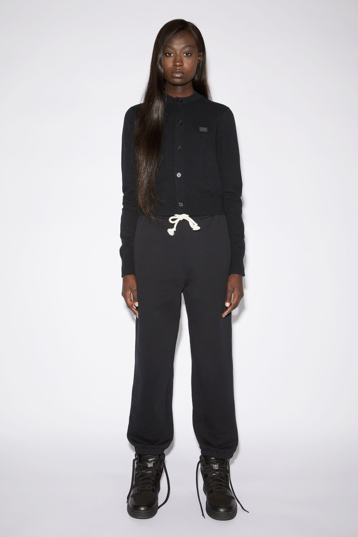 Acne Studios Face-patch Wool Cardigan In Black