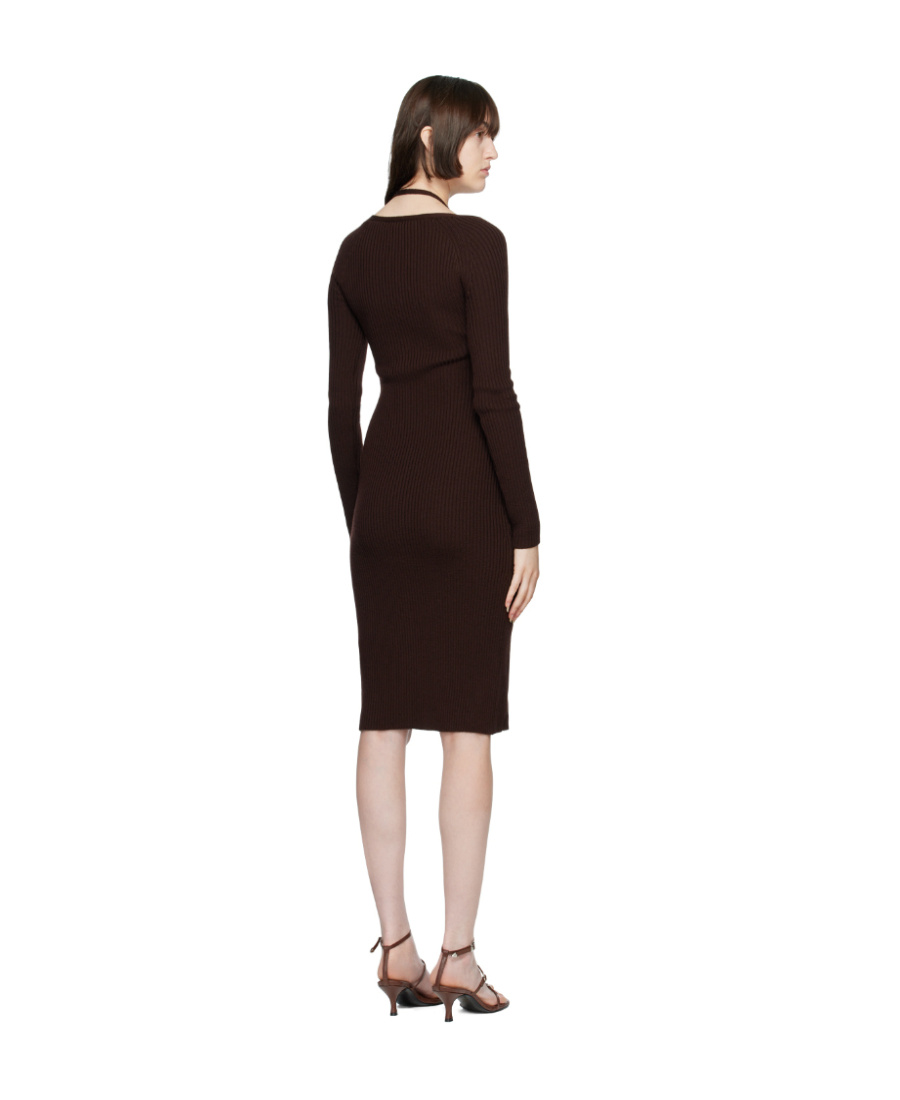 Blumarine Logo Ribbed Dress In Black