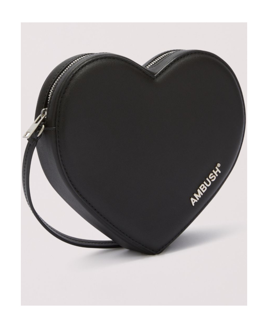 Ambush Heart Leather Crossbody Bag In Black