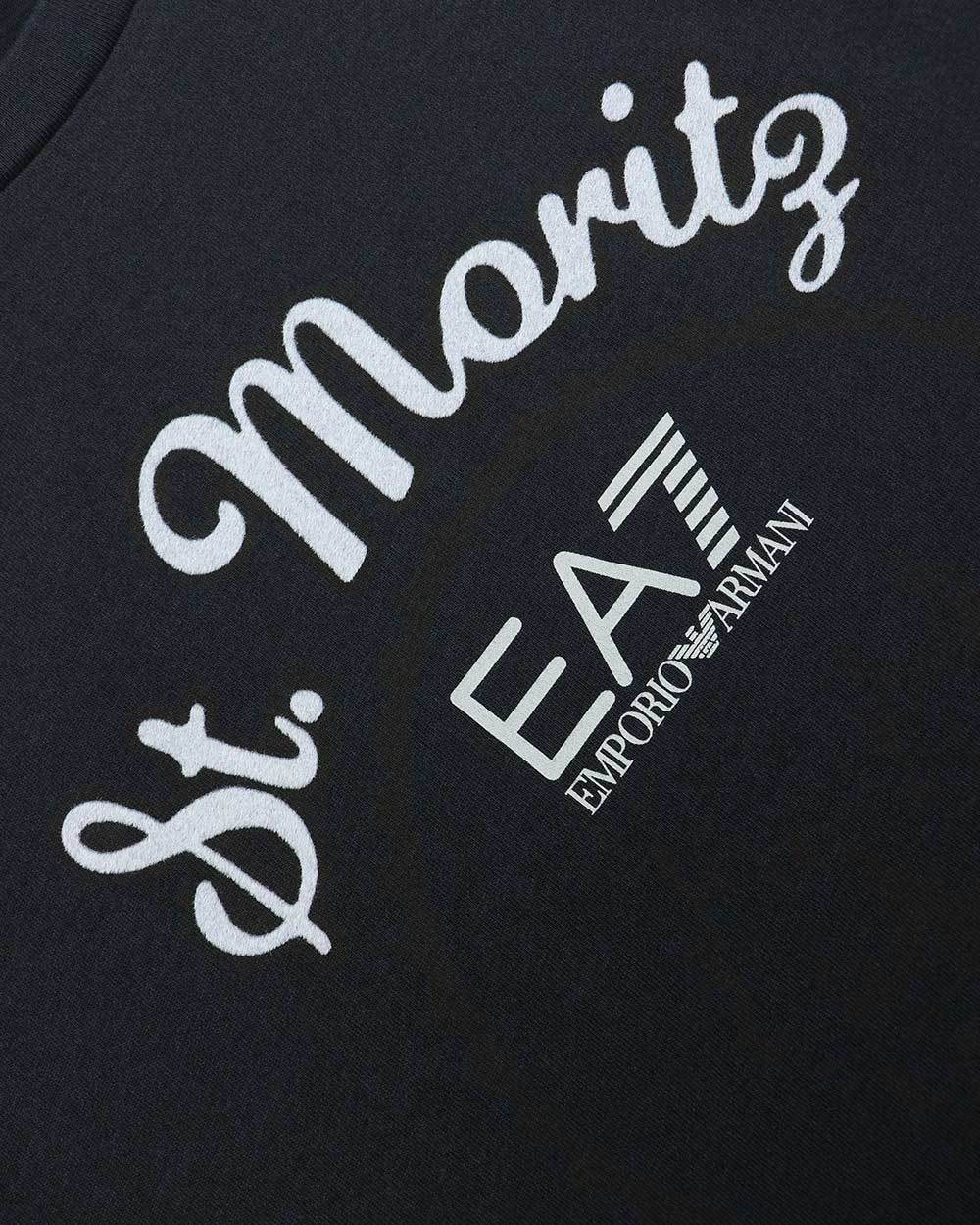 Ea7 Logo Round-necked T-shirt In Black