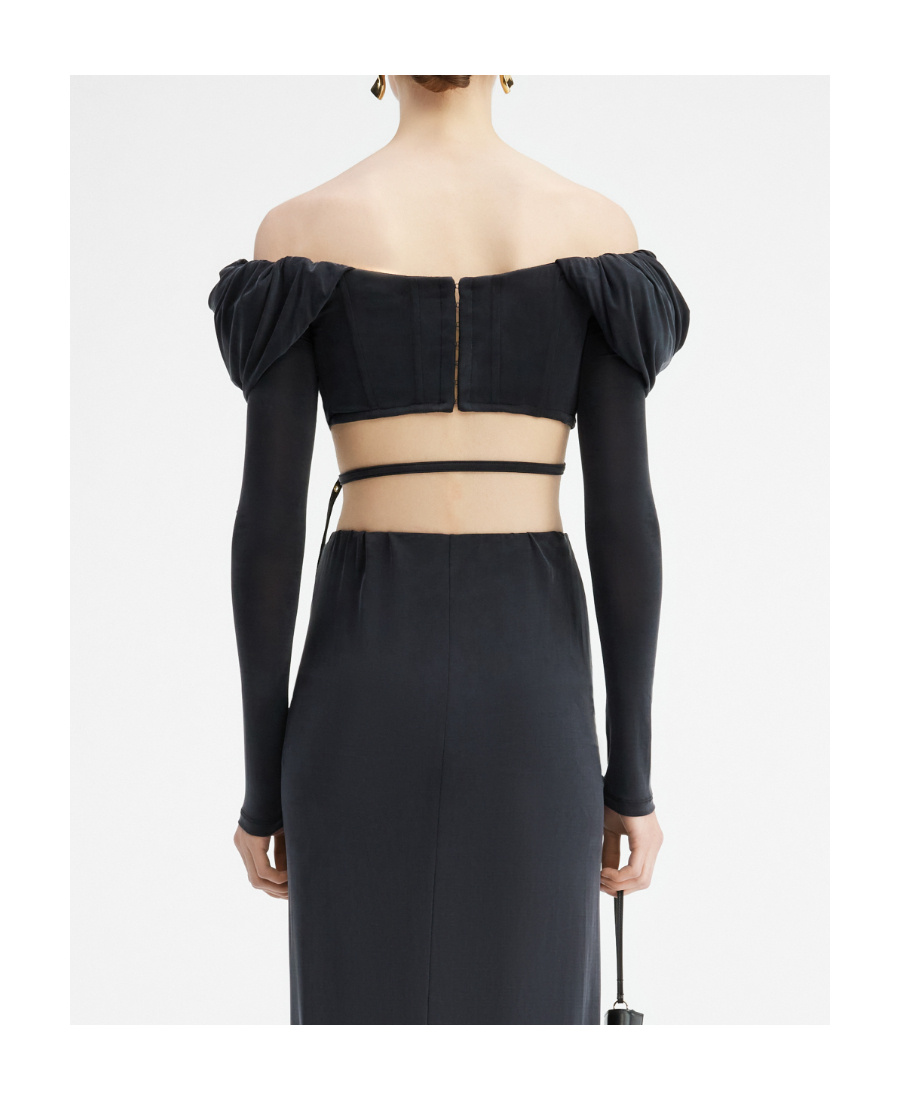 Jacquemus Le Haut Spalla Crop Top In Black