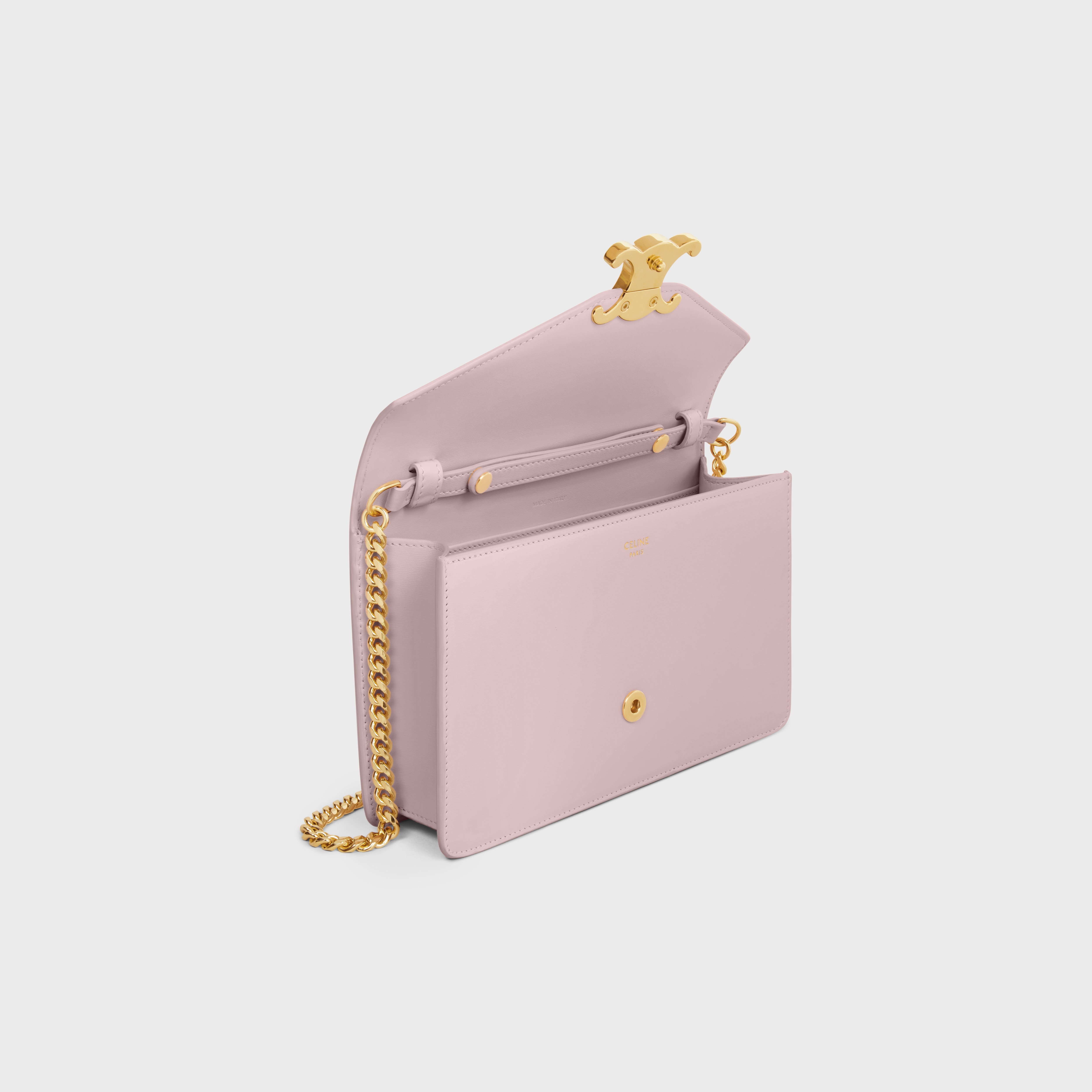 Celine Wallet On Chain Margo In Shiny Calfskin In Pink