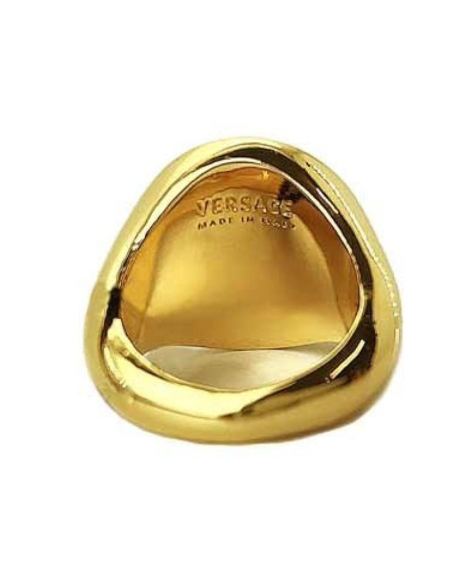 Versace Medusa Logo Ring In Yellow