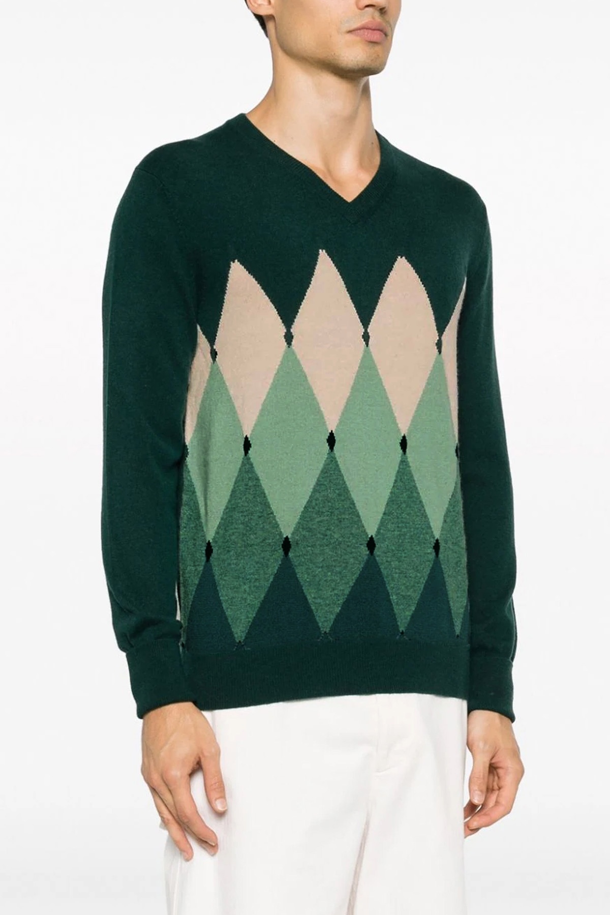 Ballantyne Argyle-intarsia Cashmere Jumper In Black