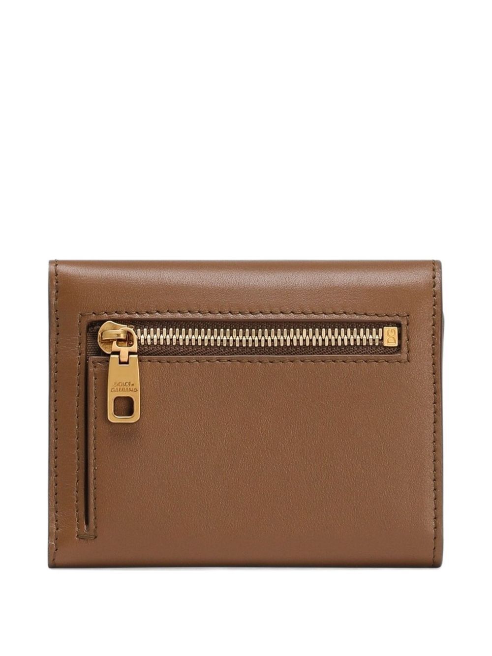 Dolce & Gabbana Dauphine Logo-plaque Trifold Wallet In Brown
