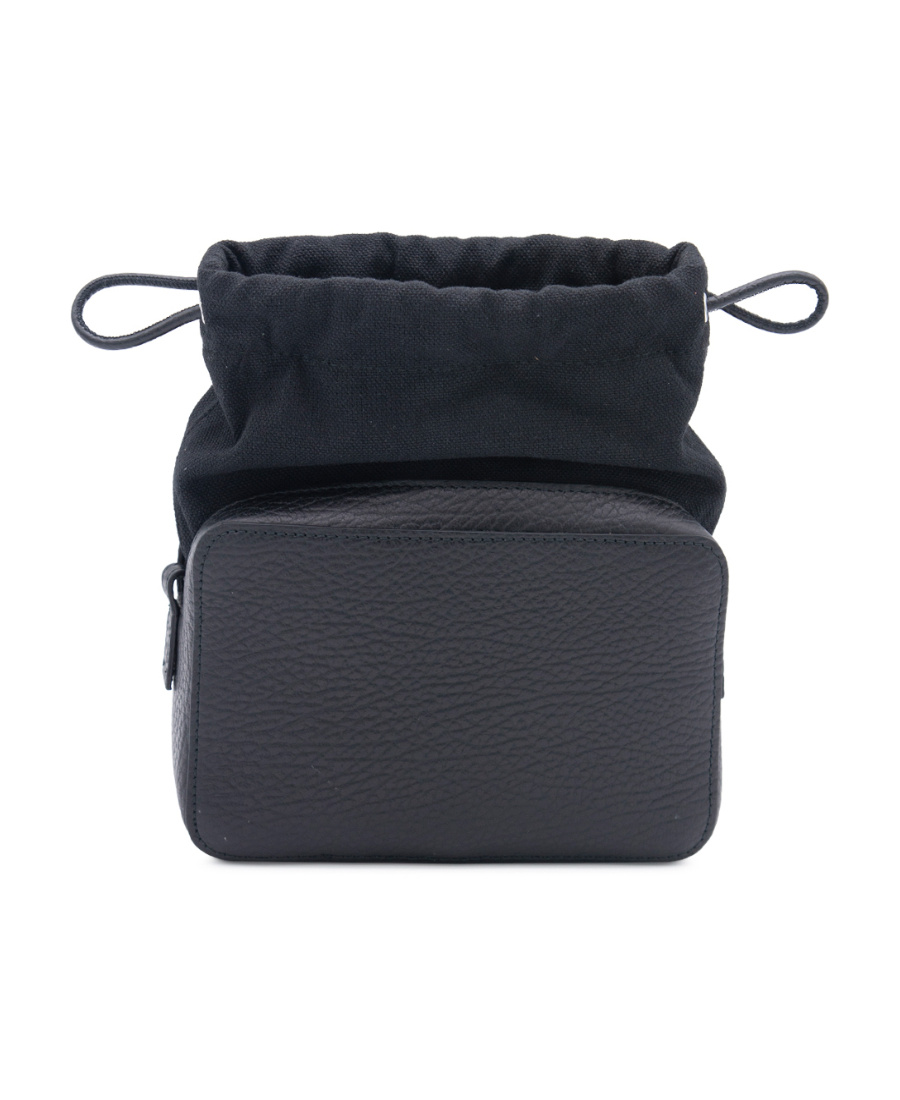 Maison Margiela Numbers-patch Pebbled Shoulder Bag In Black