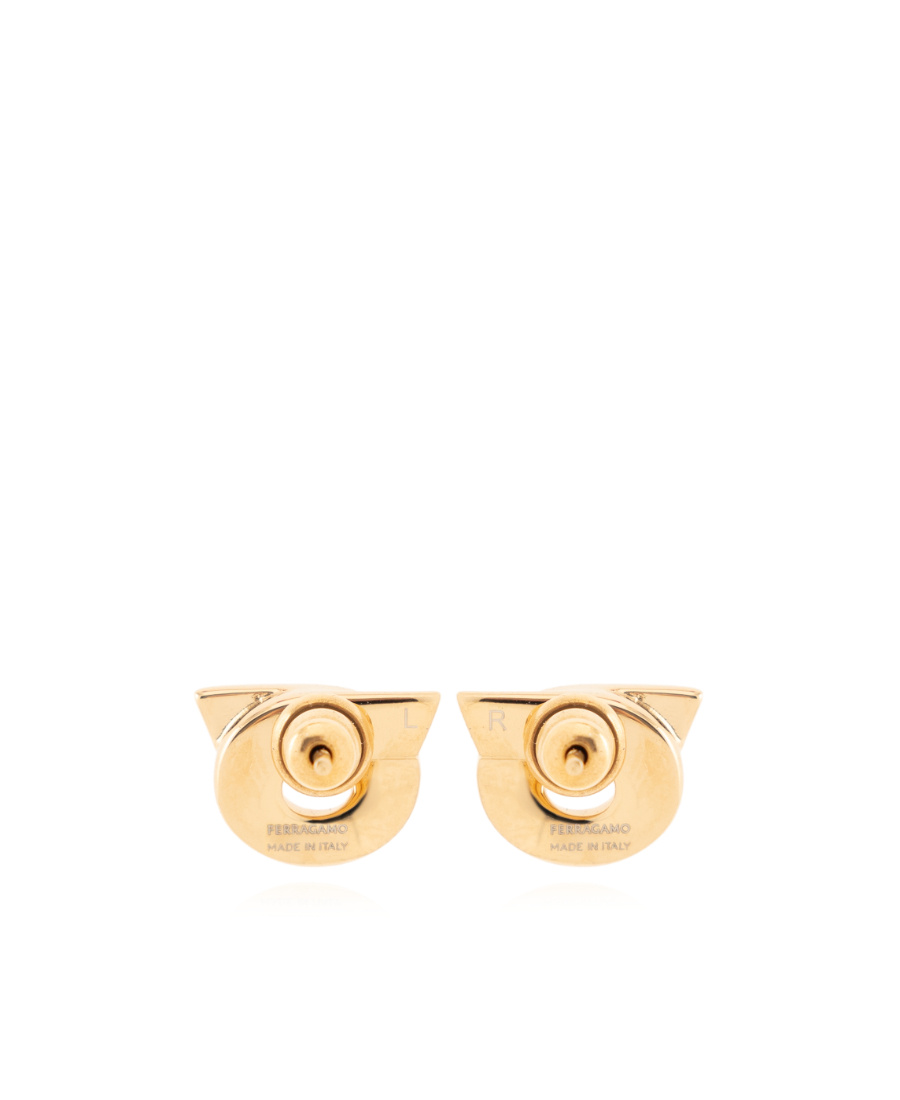 Ferragamo Geometric Stud Earrings Polished Finish In Yellow