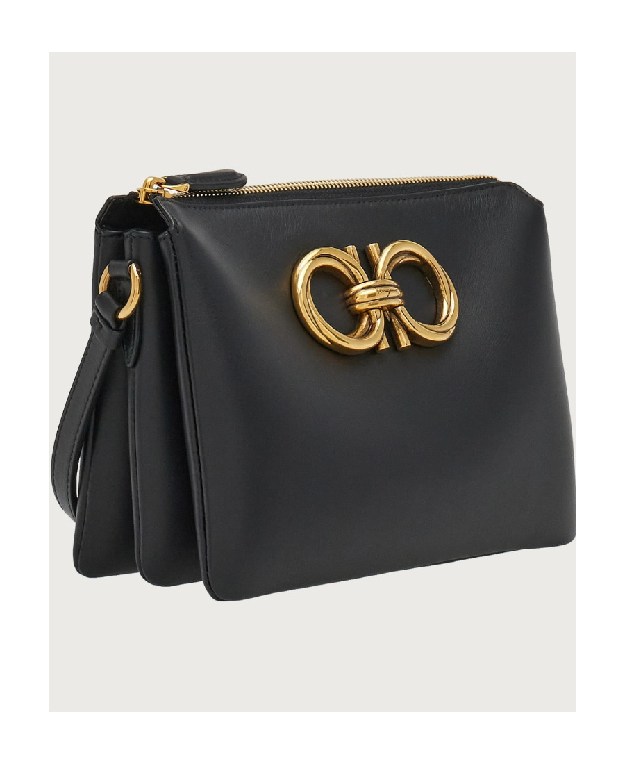 Ferragamo Logo Shoulder Bag In Black