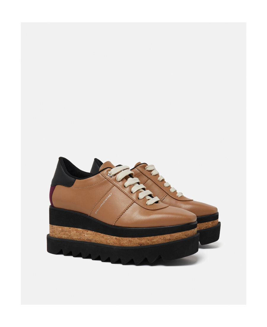 Stella Mccartney Wedge Platform Sneakers Heel Detail In Brown