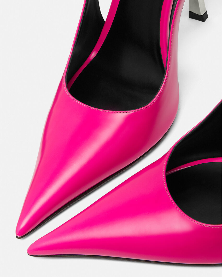 Versace Pointed Shoes With Exposed Heels In Pink
