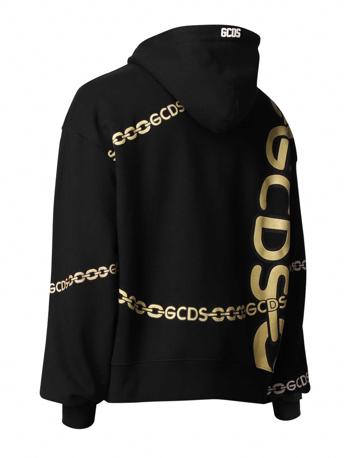 Gcds Chain-link Logo-print Hoodie In Black