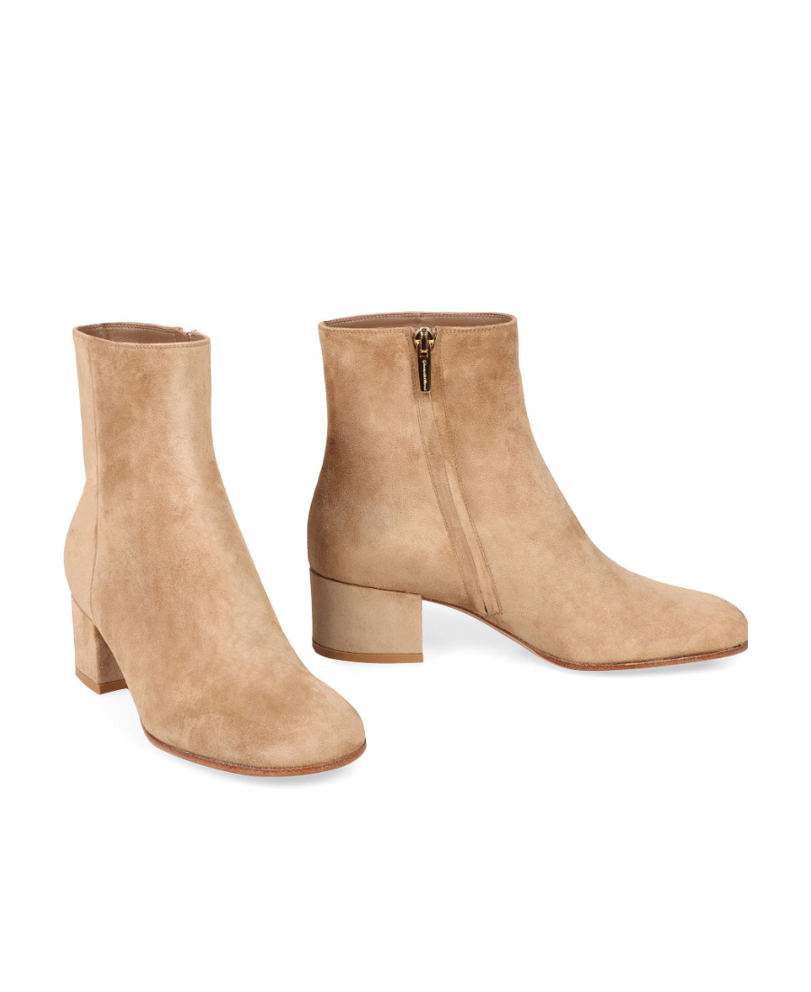 Shop Gianvito Rossi Joelle Round Toe Block Heel Ankle Boots In Nude