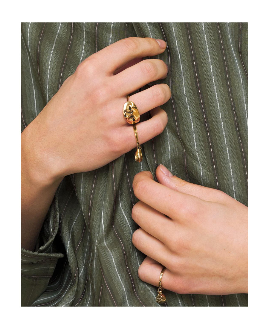 Lemaire Charm-detail Set Of Rings In Yellow