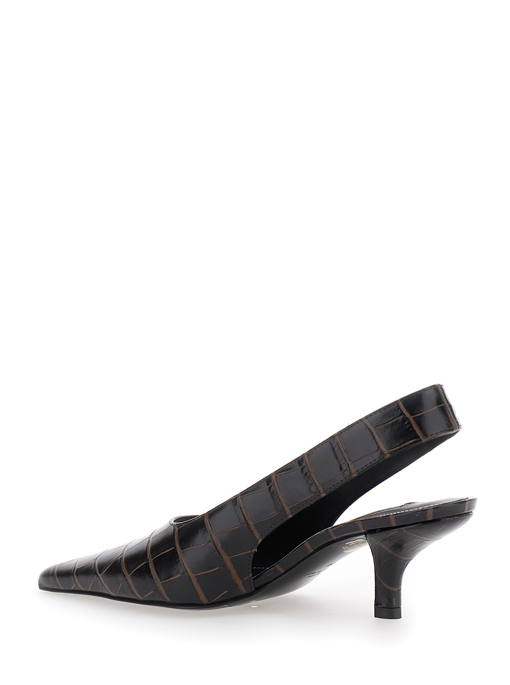 Totême Toteme Women Leather Decolletã© Slingback With Croco Effect In Black