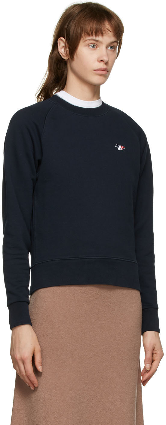 Shop Maison Kitsuné Logo Round-neck Sweater