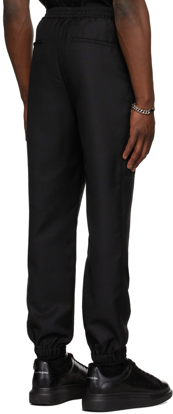 Alexander Mcqueen Straight-leg Wool-blend Track Pants In Black