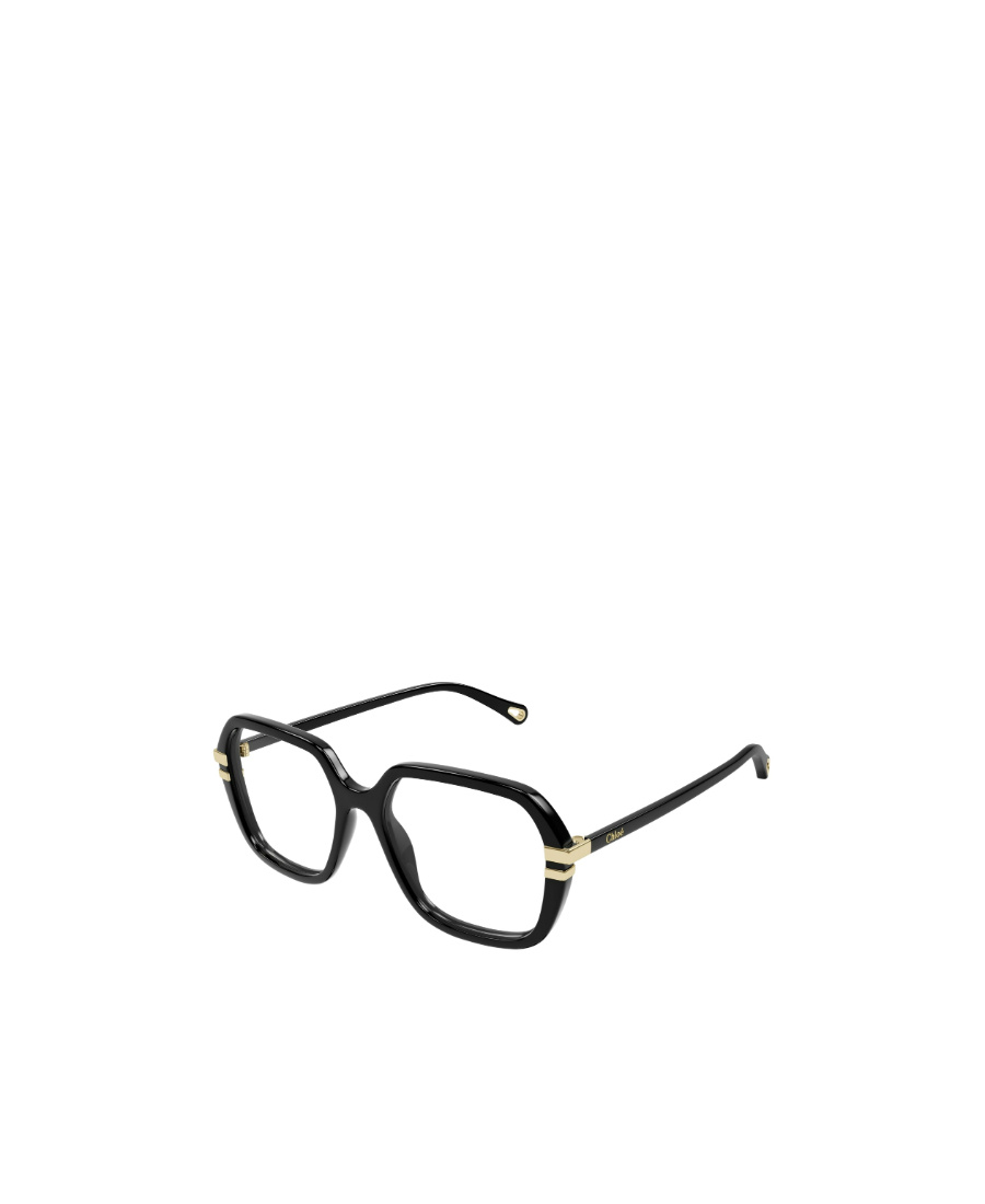 Chloé Logo-lettering Square-frame Glasses In Black
