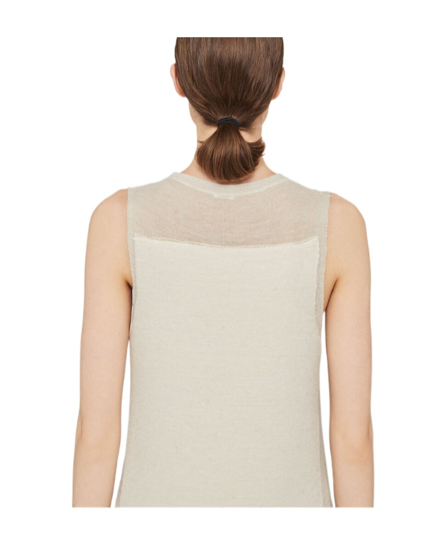 Jil Sander Semi-sheer Knit Long Dress In Nude
