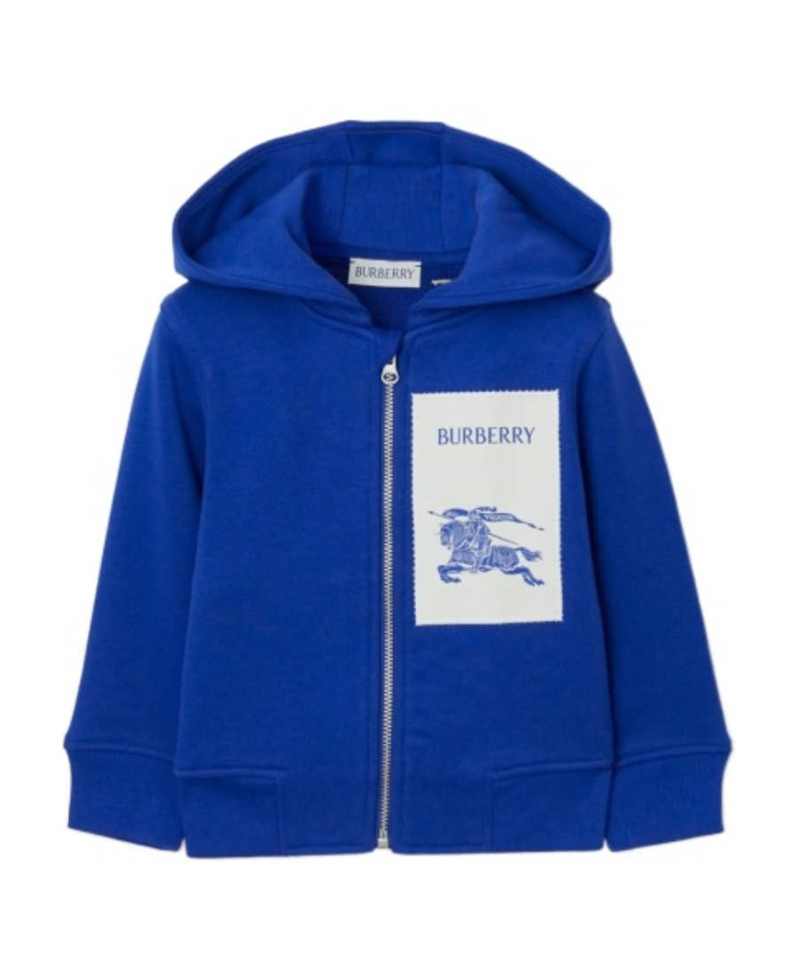 Burberry Ekd Logo-patch Cotton Hoodie In Blue