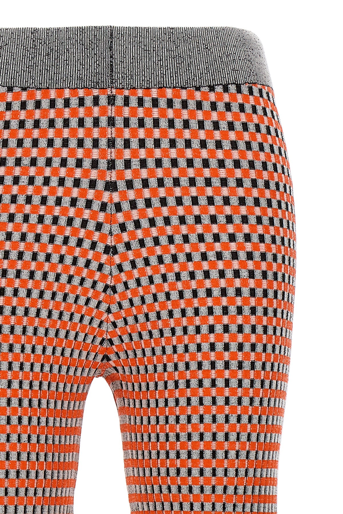 Shop Rabanne Check-pattern Ribbed-knit Trousers In Brown