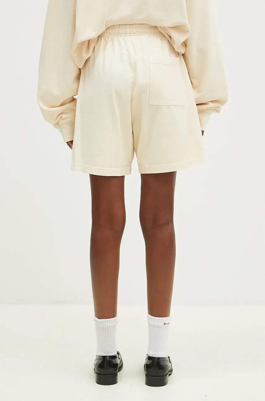 Shop Sporty And Rich Elastic Waist Shorts In Beige