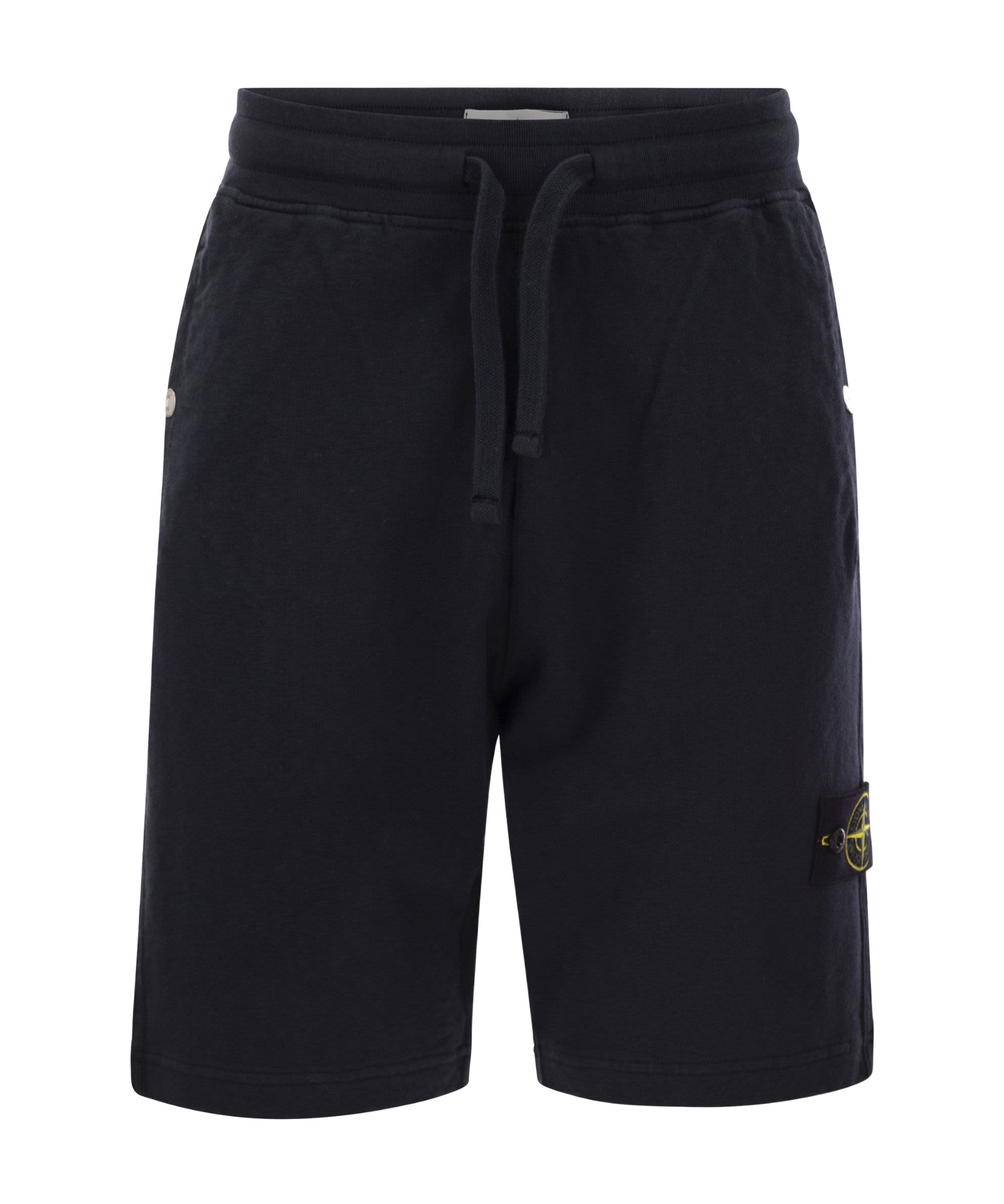 Stone Island Logo Patch Drawstring Bermuda Shorts In Blue