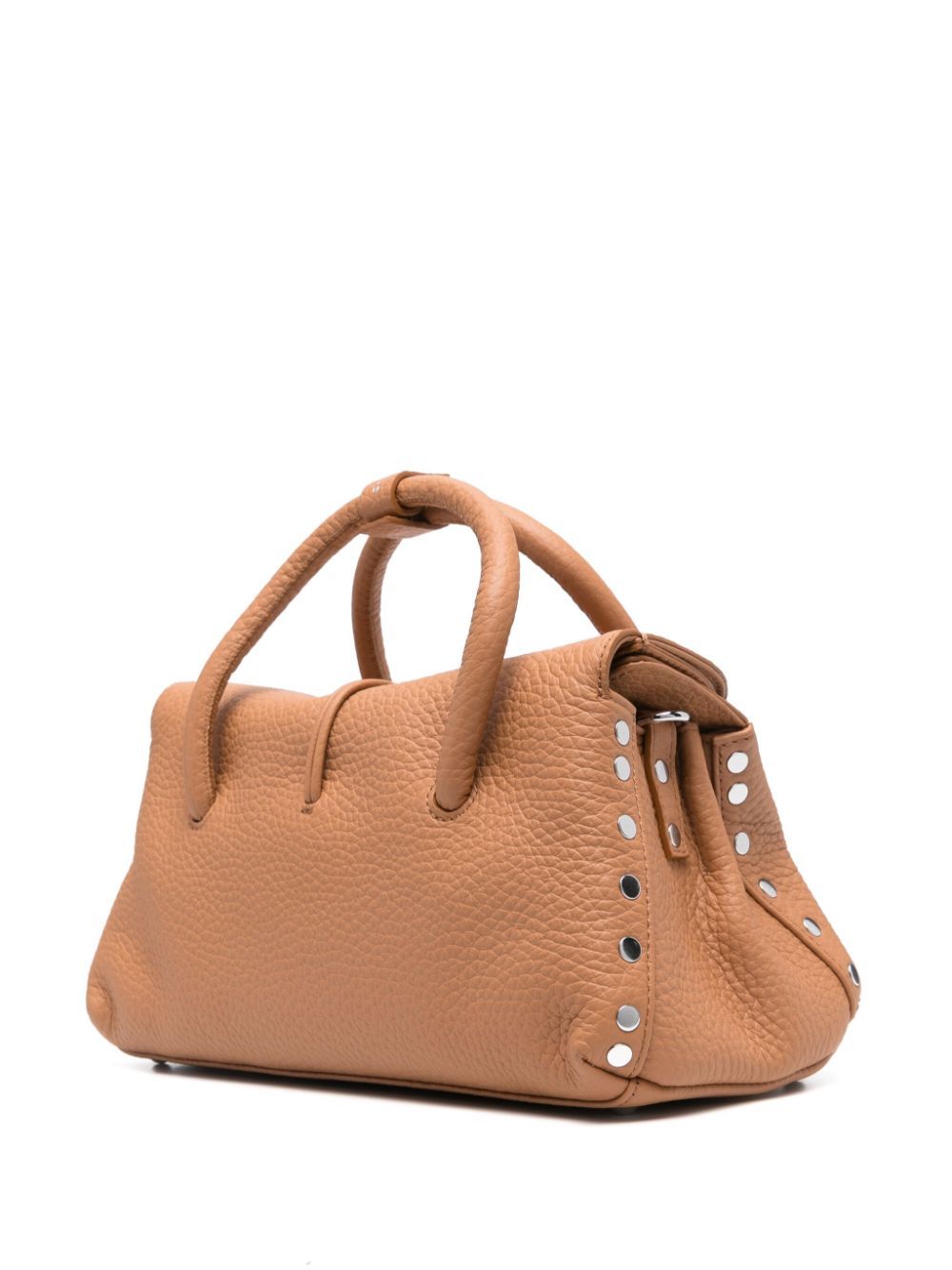 Zanellato Dotta Centauro S Hammered Leather Handbag With Shoulder Strap In Brown