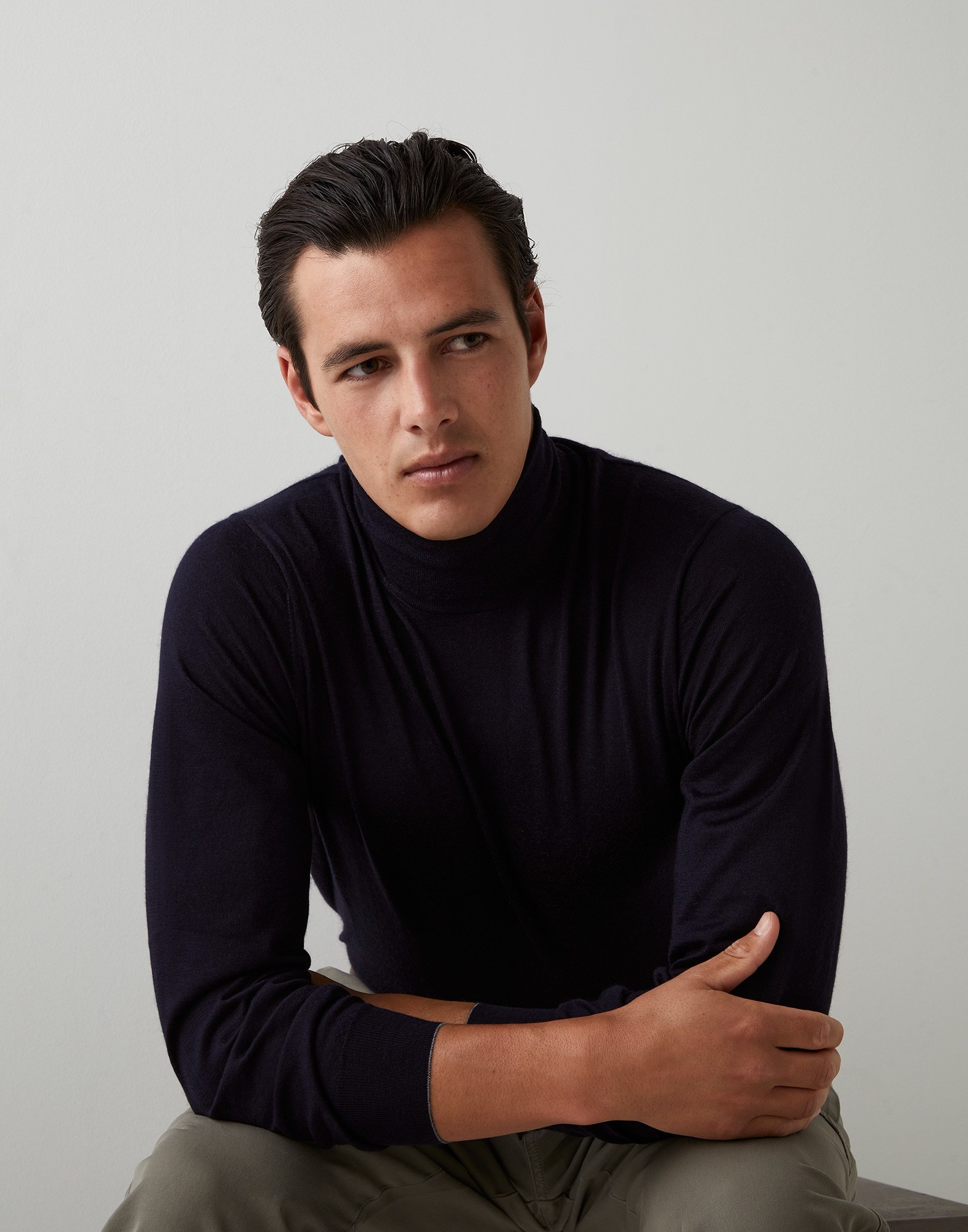 Brunello Cucinelli Knit Turtleneck Sweater Ribbed Cuffs In Black
