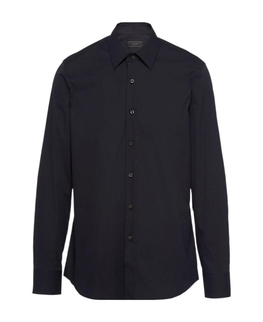 Prada Men's Classic Stretch Poplin Sport Shirt In Black