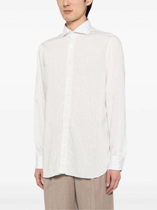 Lardini Striped Button-up Shirt In White