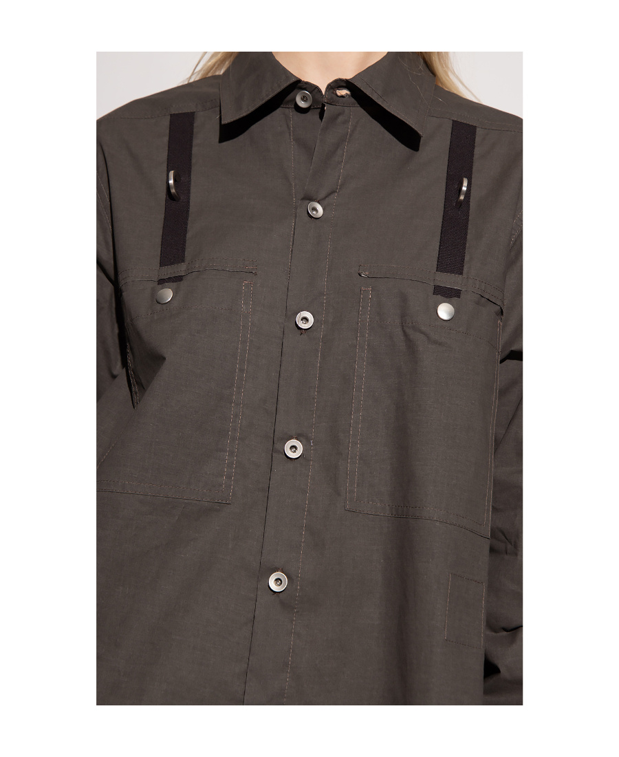 Rick Owens Drkshdw Tassel-detail Button-down Shirt In Black