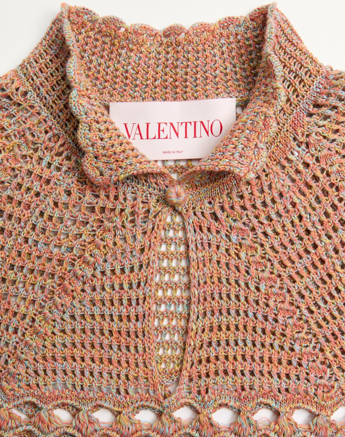 Valentino Openwork Sweater In Linen Blend In Brown