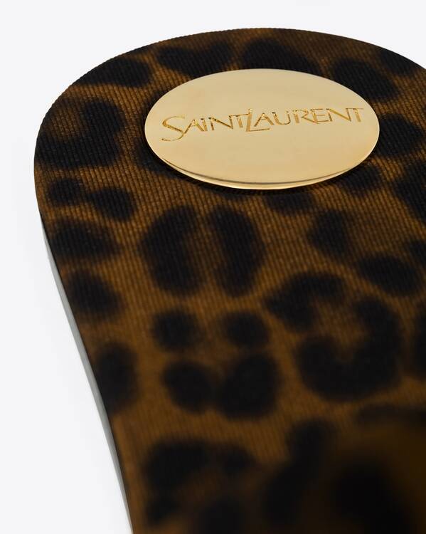 Saint Laurent Carlyle Leopard-print Grosgrain Sandals In Black