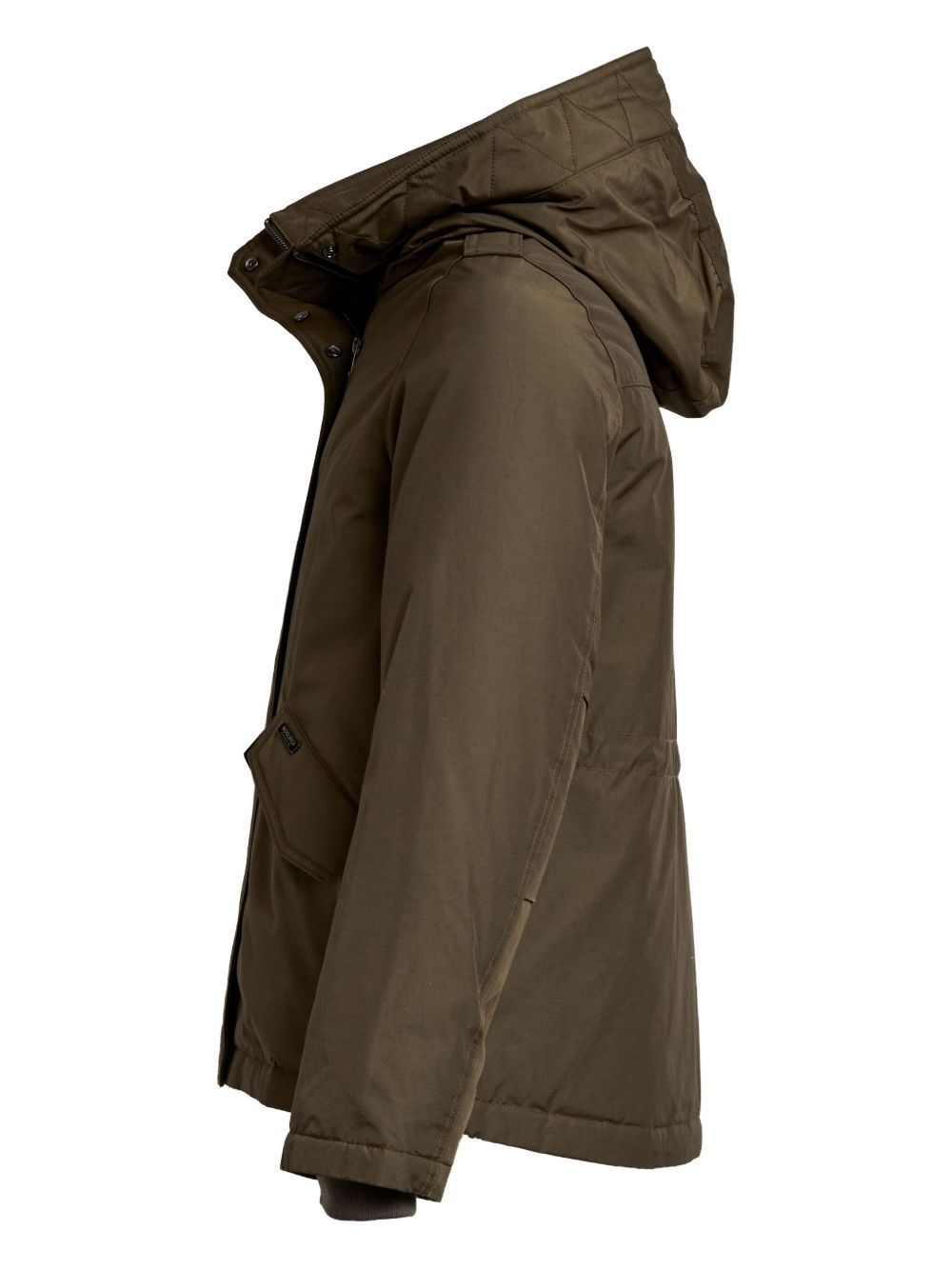 Woolrich Hooded Parka With Drawstring Waist And Pockets In Green