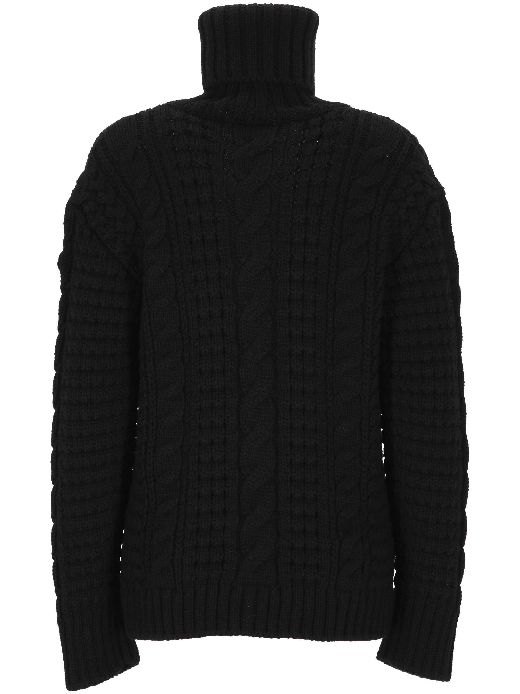 Moncler X Ee72 By Edward Enninful Cable Knit Turtleneck Sweater In Black