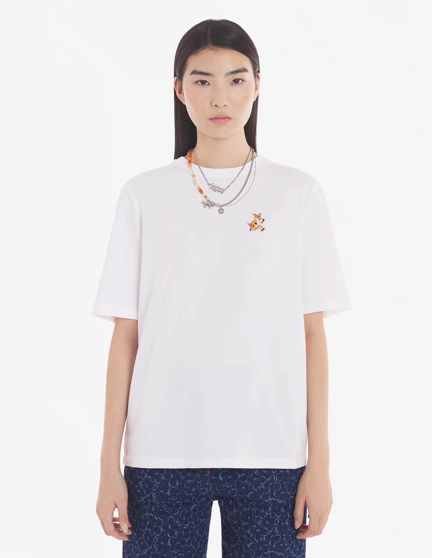 Maison Kitsuné Baby Fox Patch Regular Tee Shirt In White