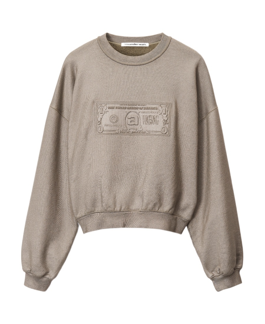 Alexander Wang Logo-embossed Metallic-finish Sweatshirt In Nude