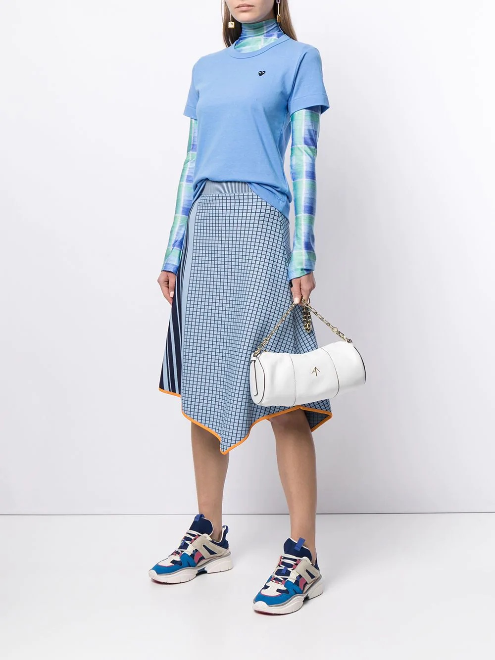 Comme Des Garçons Play Embroidered-logo Cotton T-shirt In Blue