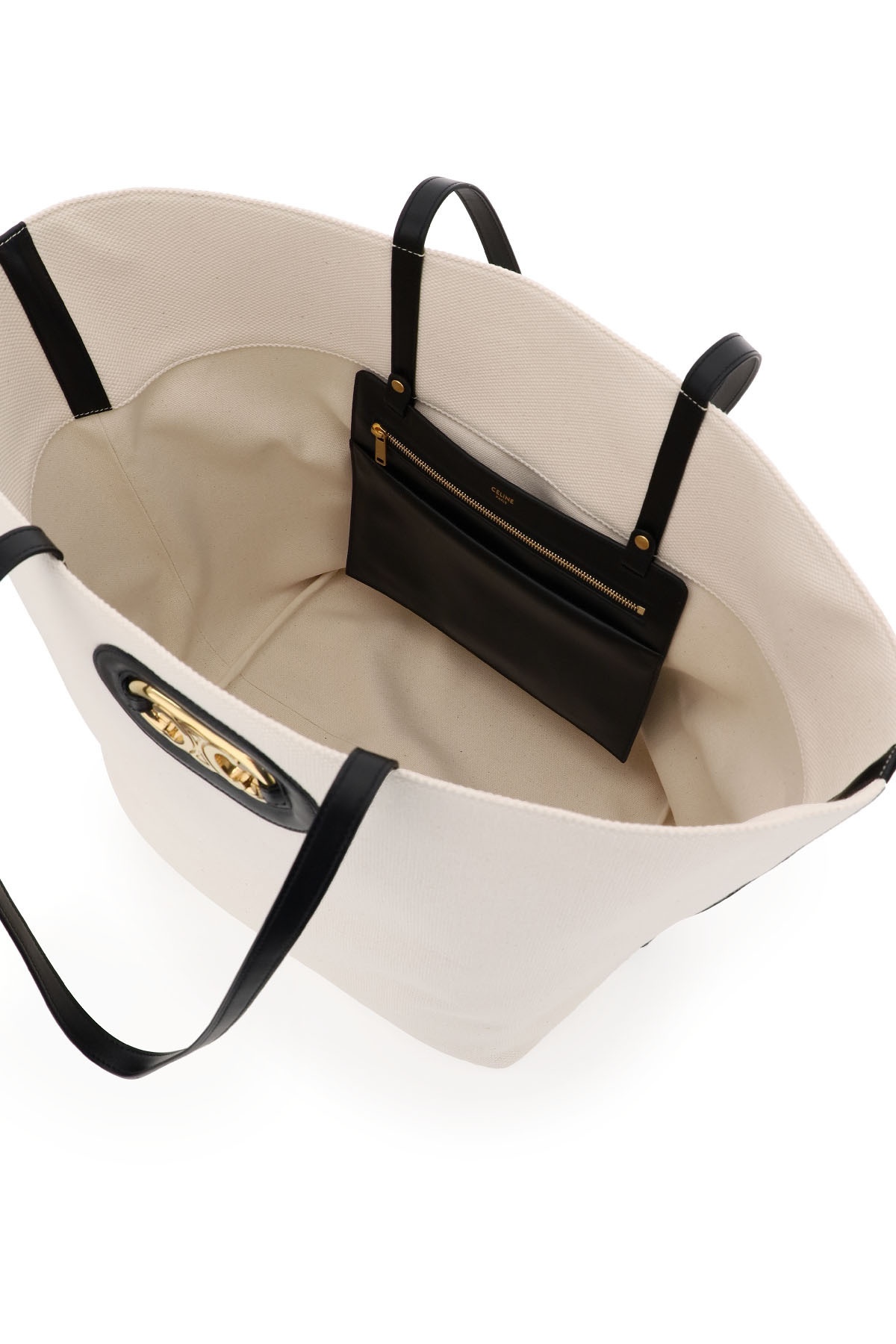 Celine Logo Handbag In Nude