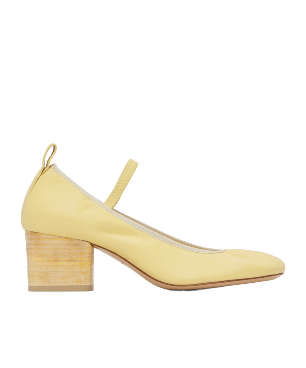 Lemaire Yellow Square Ballerina Heels In Nude