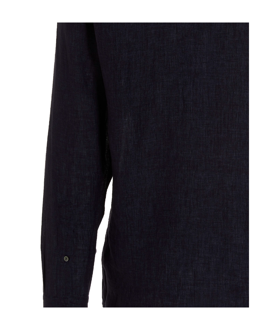 Shop Zegna Long-sleeve Linen Shirt In Black