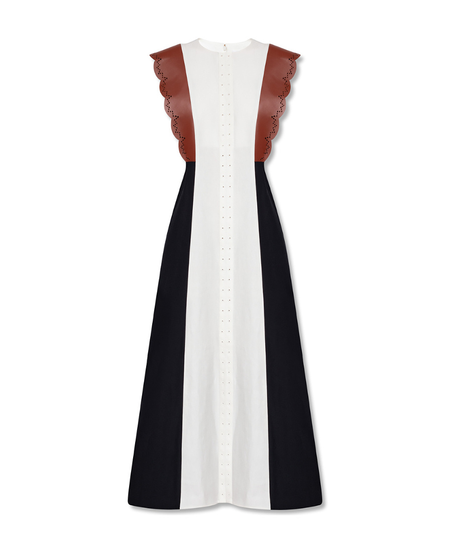 Chloé Chloe Soft Panama Aloe Linen Midi Drs M In White