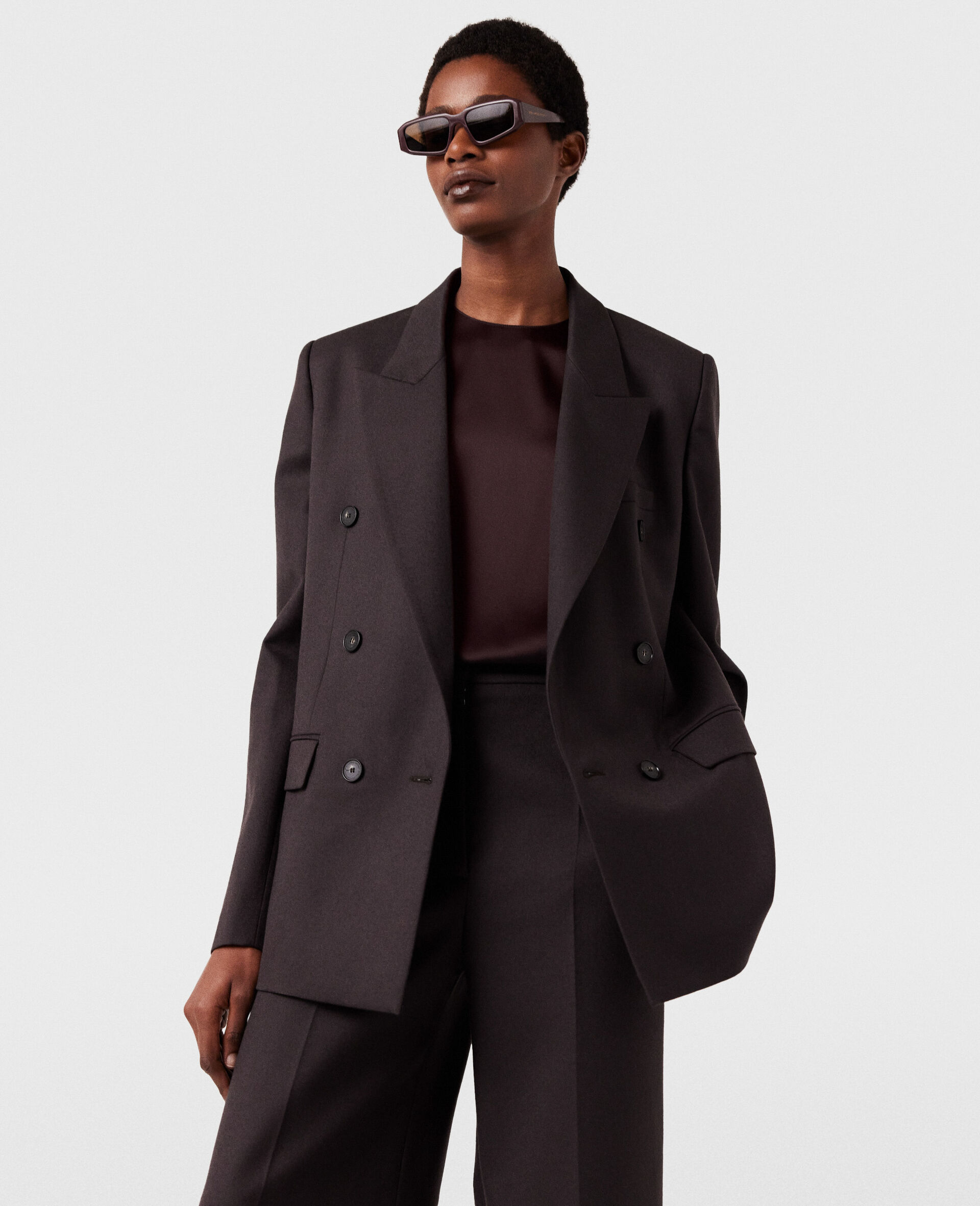 Stella Mccartney Double Breasted Wool Blazer In Black