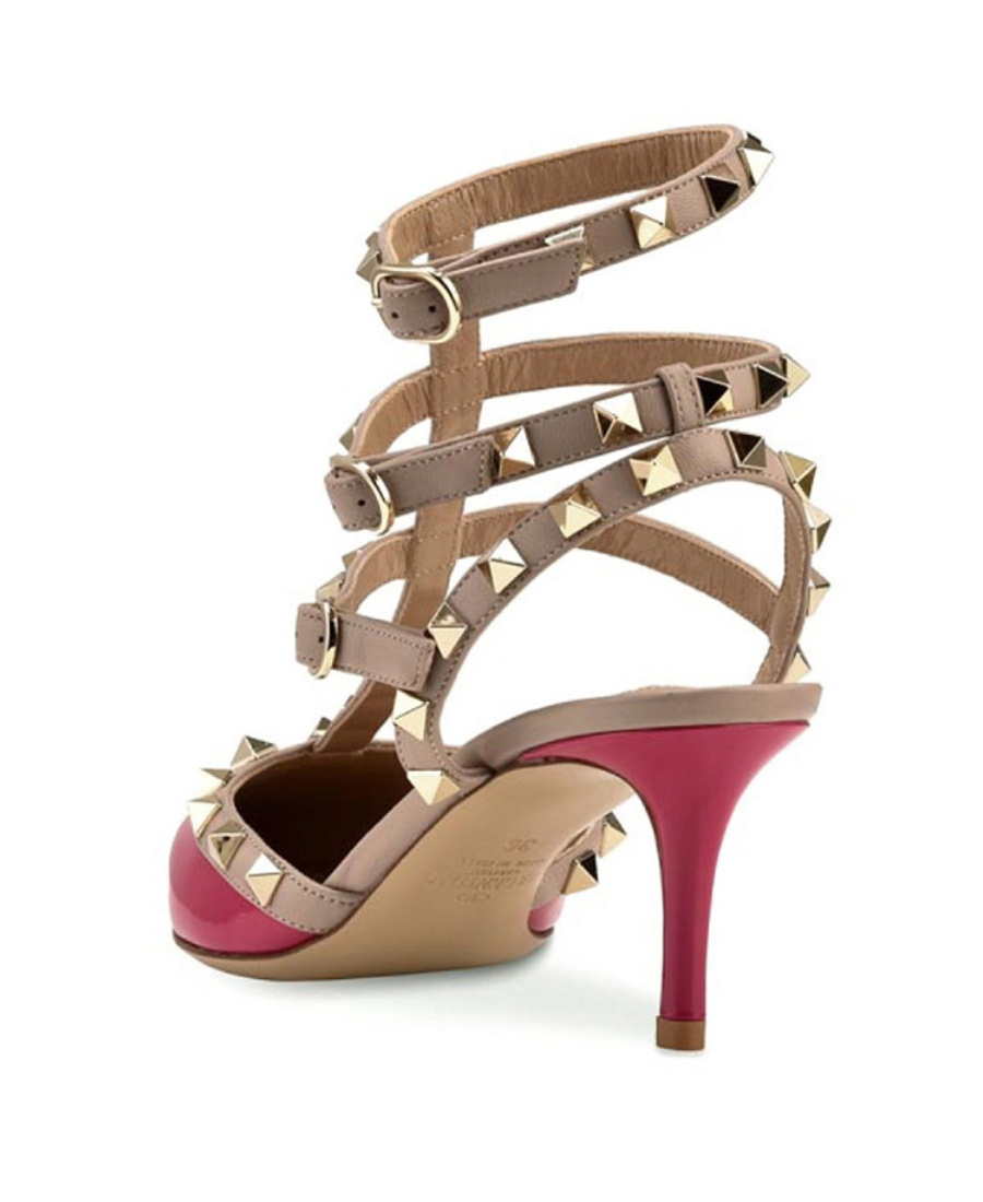 Valentino Pointed Riveted High Heels In Brown