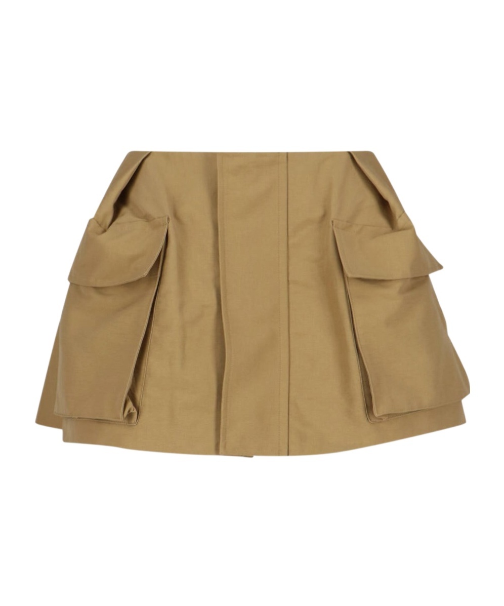 Sacai Grosgrain Cargo Skort In Brown