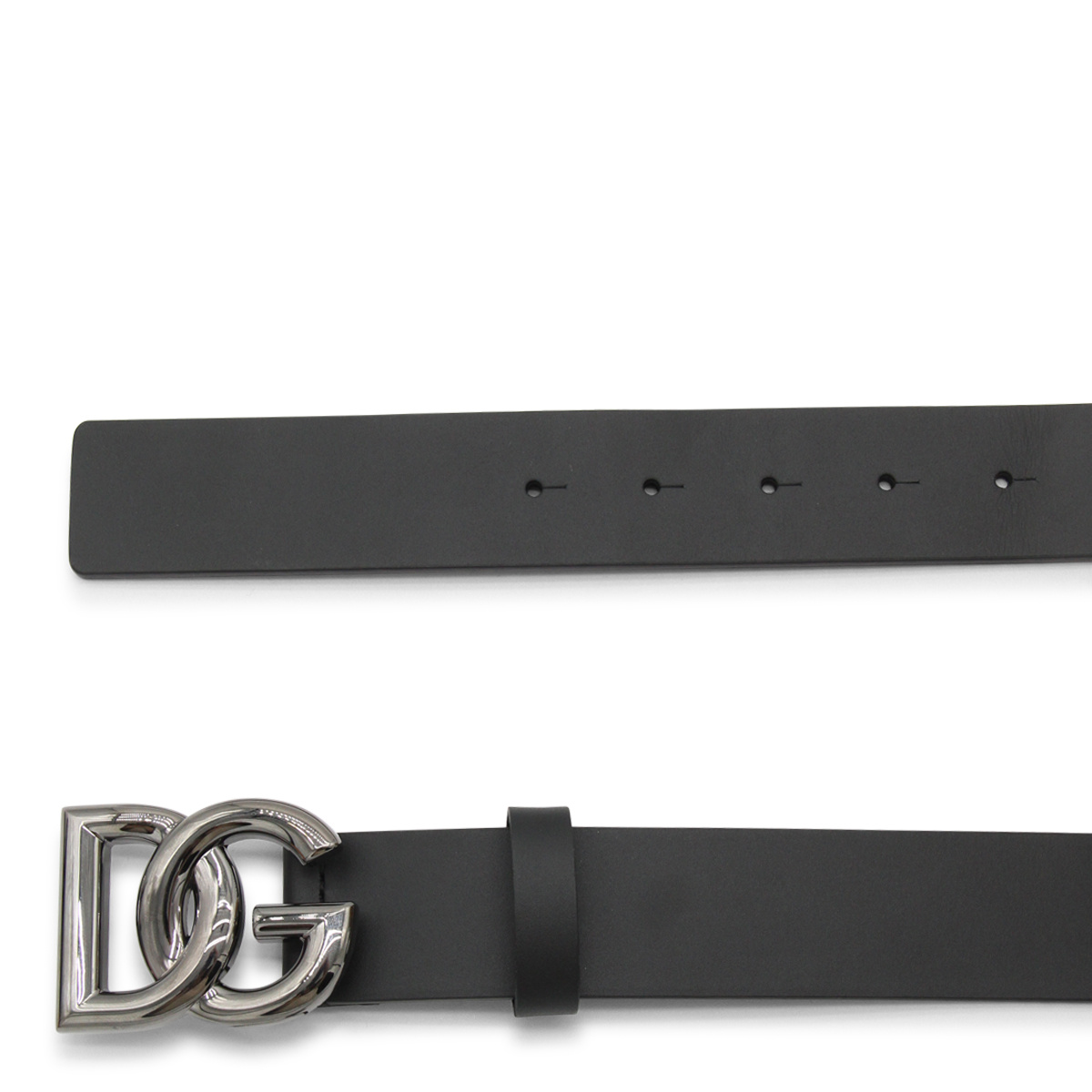 Dolce & Gabbana Black Belt With Dg Logo Detail In Black